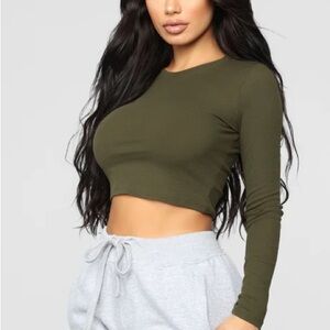 Waiting For You Ribbed Tee - Olive